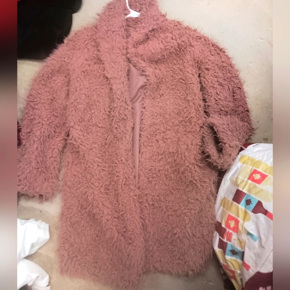 WILD FABLE LADIES WOMENS MEDIUM MED M NWT NEW PINK FUR COZIEST COAT JACKET